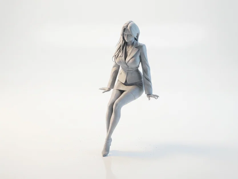 Mô hình 3D nữ nhân viên văn phòng ngồi làm việc (Sat Office Girl) - Image 1