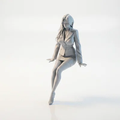 Mô hình 3D nữ nhân viên văn phòng ngồi làm việc (Sat Office Girl)