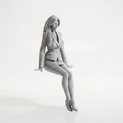 Mô hình 3D nữ nhân viên văn phòng ngồi làm việc (Sat Office Girl)