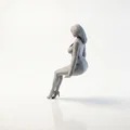 Mô hình 3D nữ nhân viên văn phòng ngồi làm việc (Sat Office Girl) - Thumbnail 4