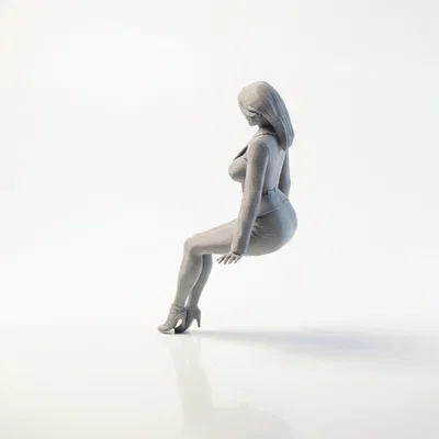 Mô hình 3D nữ nhân viên văn phòng ngồi làm việc (Sat Office Girl)