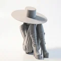 Mô hình 3D phụ nữ ngồi đội mũ thanh lịch - Thumbnail 3