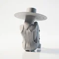 Mô hình 3D phụ nữ ngồi đội mũ thanh lịch - Thumbnail 4