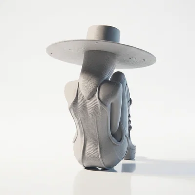 Mô hình 3D phụ nữ ngồi đội mũ thanh lịch
