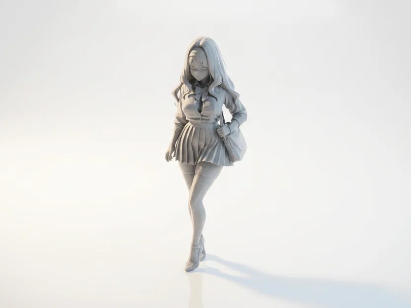 Mô hình 3D Nữ Sinh Đi Học - Tượng Figure Có Túi Xách - Image 1