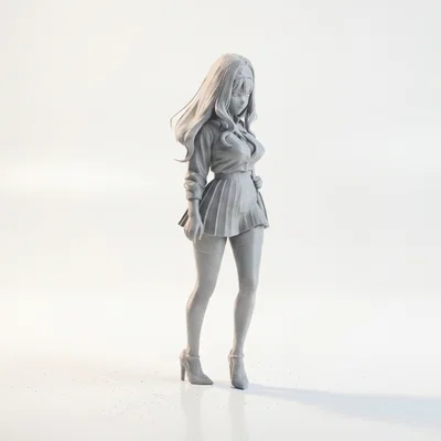 Mô hình 3D Nữ Sinh Đi Học - Tượng Figure Có Túi Xách
