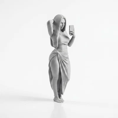 Tượng Nghệ Thuật Phụ Nữ Đội Mũ Trùm Đầu - Mô Hình In 3D Độc Đáo