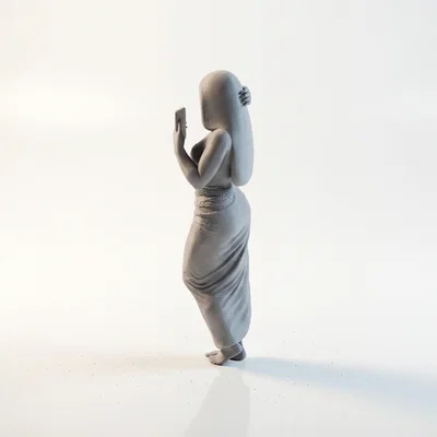 Tượng Nghệ Thuật Phụ Nữ Đội Mũ Trùm Đầu - Mô Hình In 3D Độc Đáo