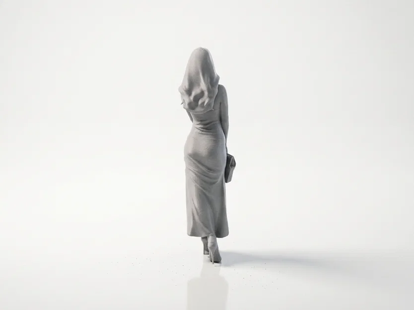 Tượng Nữ Nhân Đội Mũ Trùm Đầu Thanh Lịch In 3D - Image 4
