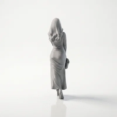 Tượng Nữ Nhân Đội Mũ Trùm Đầu Thanh Lịch In 3D