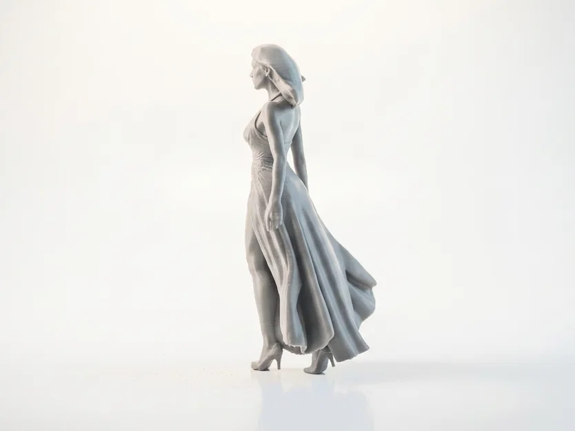 Mô hình tượng người phụ nữ thanh lịch trong chiếc váy suông (File 3D Printable) - Image 4