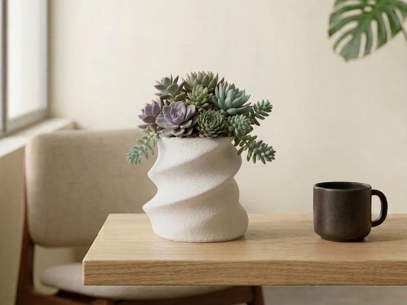 Chậu trồng sen đá 3D Succulent Organic Twist Pot tinh tế - Image 1