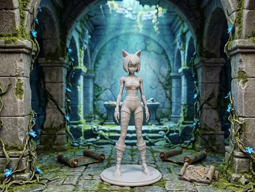 Anime Cat-Girl Warrior: Mô hình nữ chiến binh tai mèo (Tư thế đứng) - Image 1
