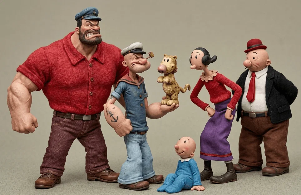 Bộ mô hình 3D Popeye the Sailor - Trọn bộ nhân vật kinh điển - Image 1