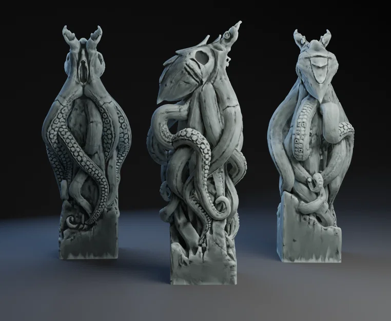 Tượng Bạch Tuộc Ngoài Hành Tinh (Alien Octopus Statue) - File STL 3D - Image 1