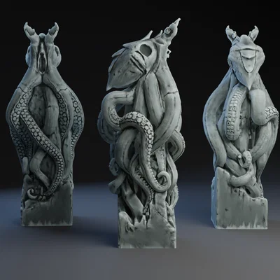 Tượng Bạch Tuộc Ngoài Hành Tinh (Alien Octopus Statue) - File STL 3D