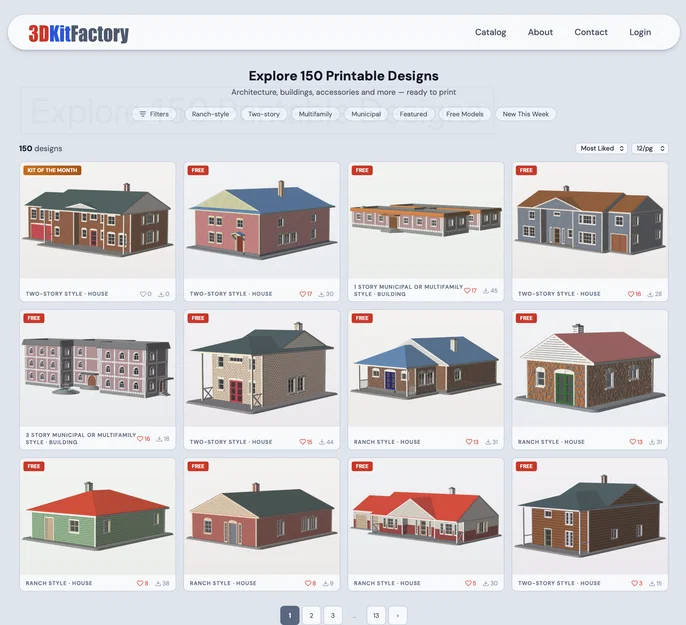 Tòa nhà 3 tầng tỉ lệ HO (Dân dụng hoặc Đa gia đình) – Mô hình in 3D từ 3D Kit Factory - Image 2