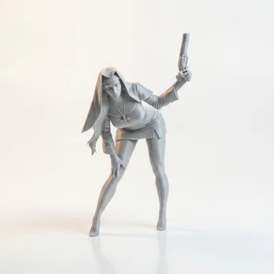 Mô hình 3D Nữ Tu Cầm Súng - Nhân vật nữ cá tính