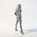 Mô hình tượng 3D cô nàng công sở tư thế anh hùng - Thumbnail 3