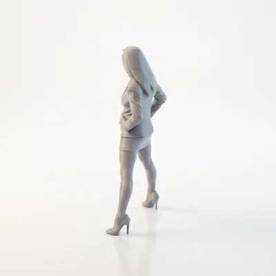 Mô hình tượng 3D cô nàng công sở tư thế anh hùng