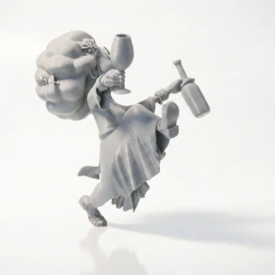 Mô hình 3D bà lão nâng ly rượu - Tượng trang trí nghệ thuật