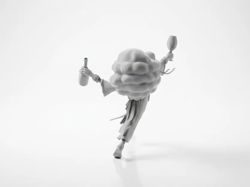 Mô hình 3D bà lão nâng ly rượu - Tượng trang trí nghệ thuật - Image 4