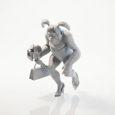Mô hình tượng 3D cô nàng đười ươi tinh xảo (Orangutan Lady Figurine)