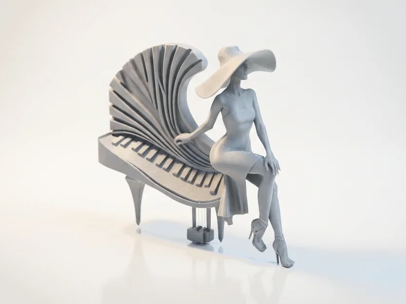 Mô hình 3D người phụ nữ chơi đàn Piano (Piano Lady) - Image 1