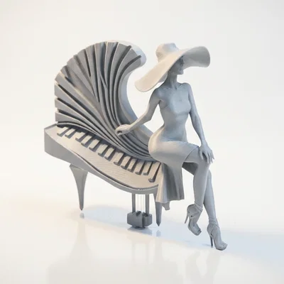 Mô hình 3D người phụ nữ chơi đàn Piano (Piano Lady)