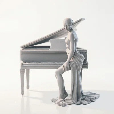 Mô hình 3D Tượng Nữ Nghệ Sĩ Piano Thanh Lịch