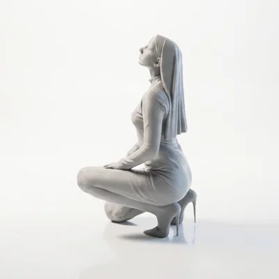 Mô hình 3D Nàng Tu Sĩ Cầu Nguyện - Tượng Tôn Giáo Đẹp Mắt