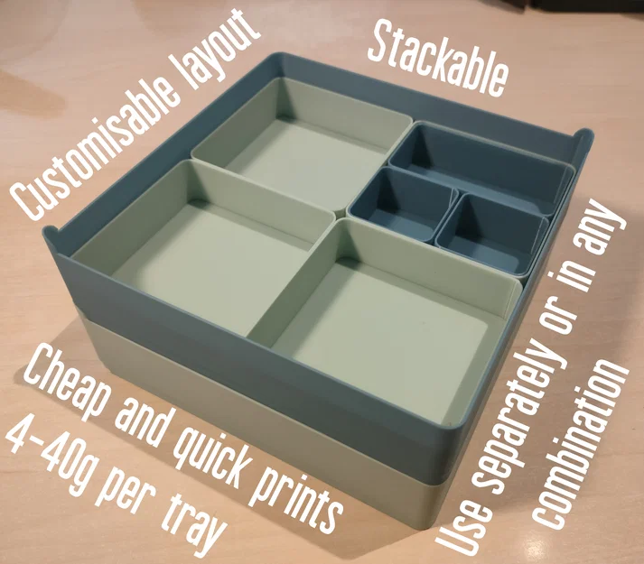 Khay đựng/phân loại dạng mô-đun lồng vào nhau (Modular nesting build trays) - Image 1