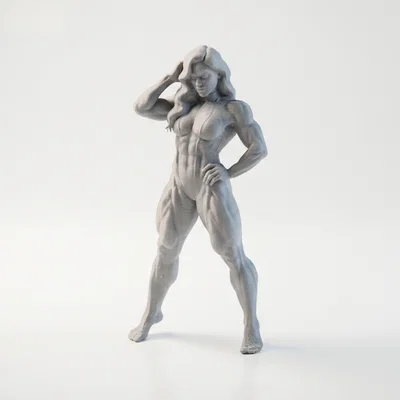 Mô hình 3D Nữ Vận Động Viên Thể Hình - Muscular Woman Figurine