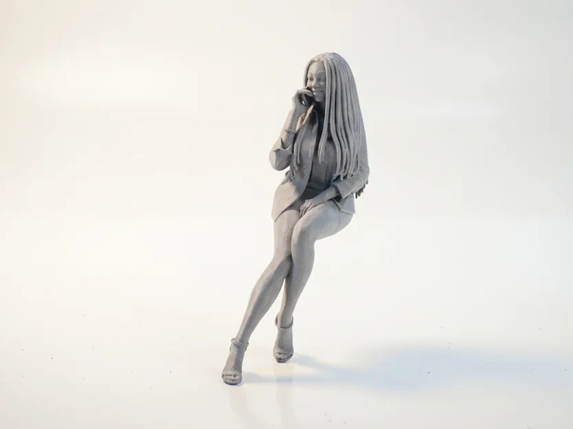 Mô hình 3D người phụ nữ ngồi điện thoại - Image 1