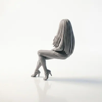 Mô hình 3D người phụ nữ ngồi điện thoại