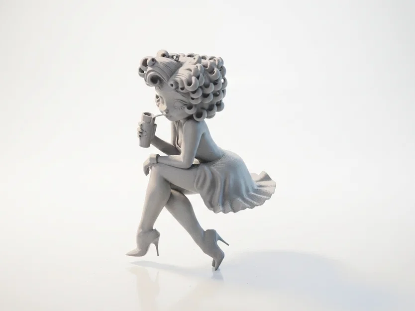 Mô hình 3D Tượng Quý Cô Cầm Ly Cocktail Sang Trọng - Image 1