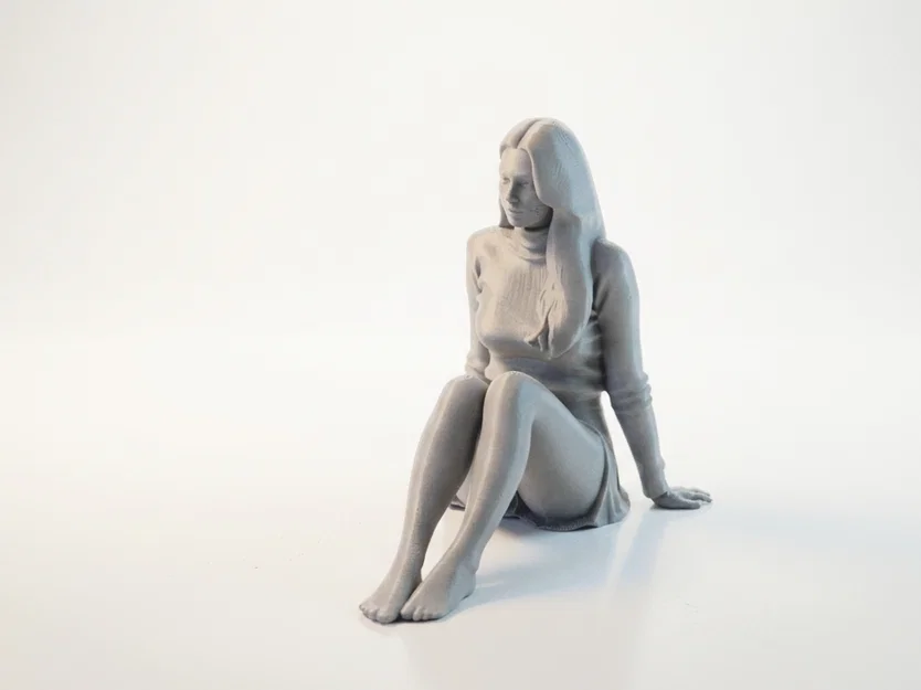 Mô hình tượng 3D cô gái ngồi (Sat Lady Female Figure Statue 3D Printable) - Image 1