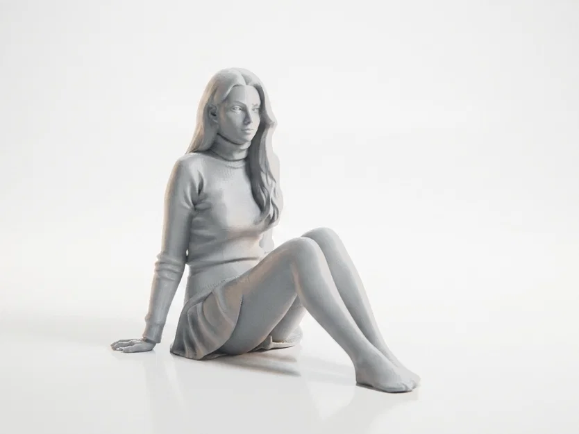 Mô hình tượng 3D cô gái ngồi (Sat Lady Female Figure Statue 3D Printable) - Image 2