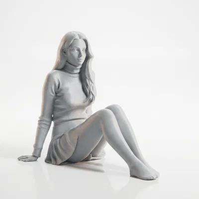 Mô hình tượng 3D cô gái ngồi (Sat Lady Female Figure Statue 3D Printable)