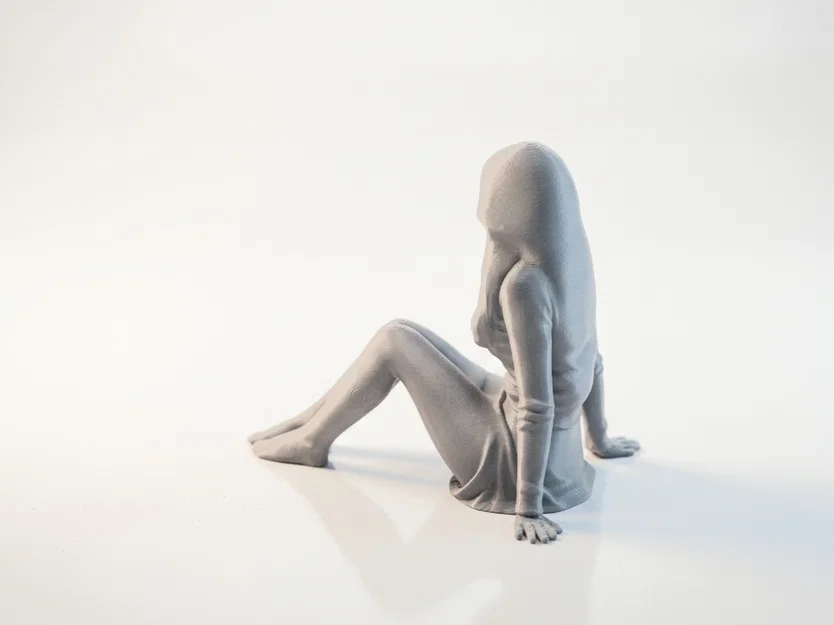 Mô hình tượng 3D cô gái ngồi (Sat Lady Female Figure Statue 3D Printable) - Image 4