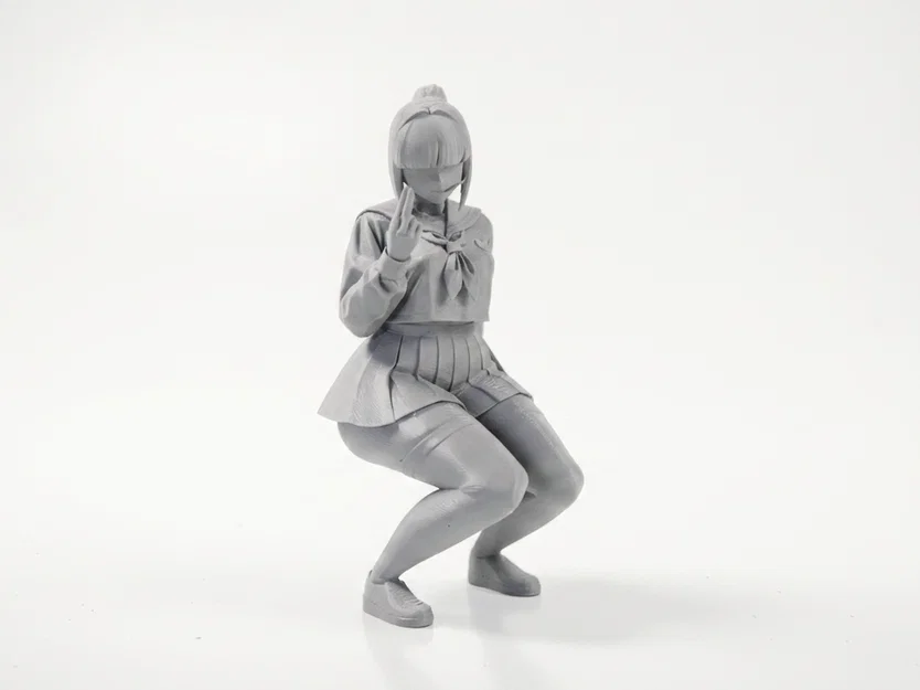 Mô hình 3D Anime Girl Crouching - Tượng nữ sinh ngồi xinh xắn - Image 2