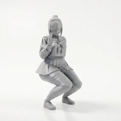 Mô hình 3D Anime Girl Crouching - Tượng nữ sinh ngồi xinh xắn
