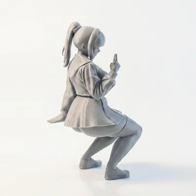 Mô hình 3D Anime Girl Crouching - Tượng nữ sinh ngồi xinh xắn