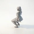 Mô hình 3D Anime Girl Crouching - Tượng nữ sinh ngồi xinh xắn - Thumbnail 4