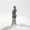 Mô hình tượng quý cô đang suy tư - Tượng nữ trang trí in 3D - Thumbnail 4