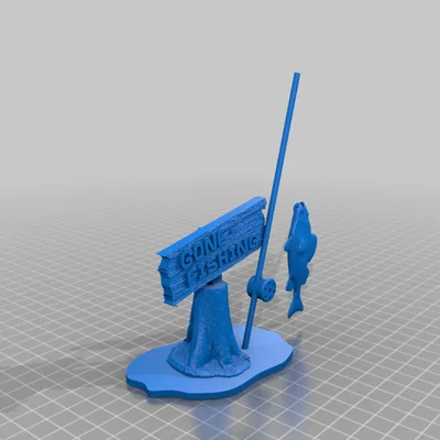 Mô hình trang trí Gone Fishing tiểu cảnh câu cá in 3D độc đáo