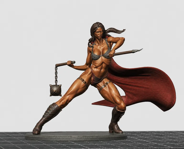 Mô hình nữ chiến binh Barbarian Warrior cực chi tiết cho in 3D - Image 1