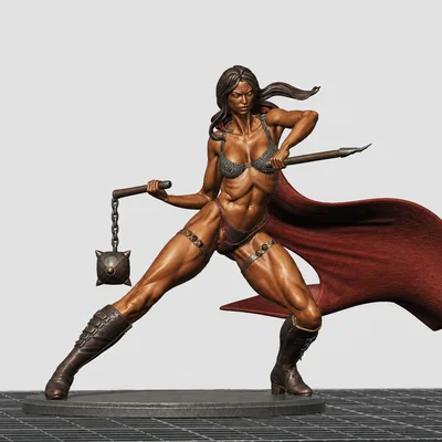 Mô hình nữ chiến binh Barbarian Warrior cực chi tiết cho in 3D