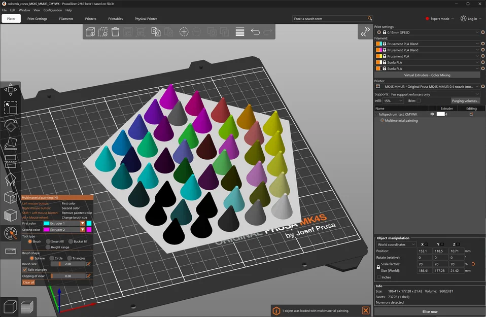 Mô hình nón hiệu chuẩn màu ColorMix cho Prusa MK4S với MMU3 - Image 2