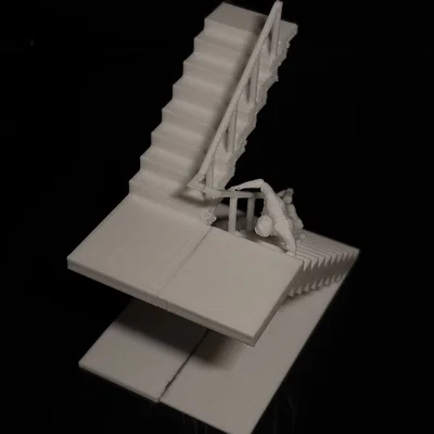 Mô hình kiến trúc cầu thang và nhân vật 3D (Staircase with Male Model)